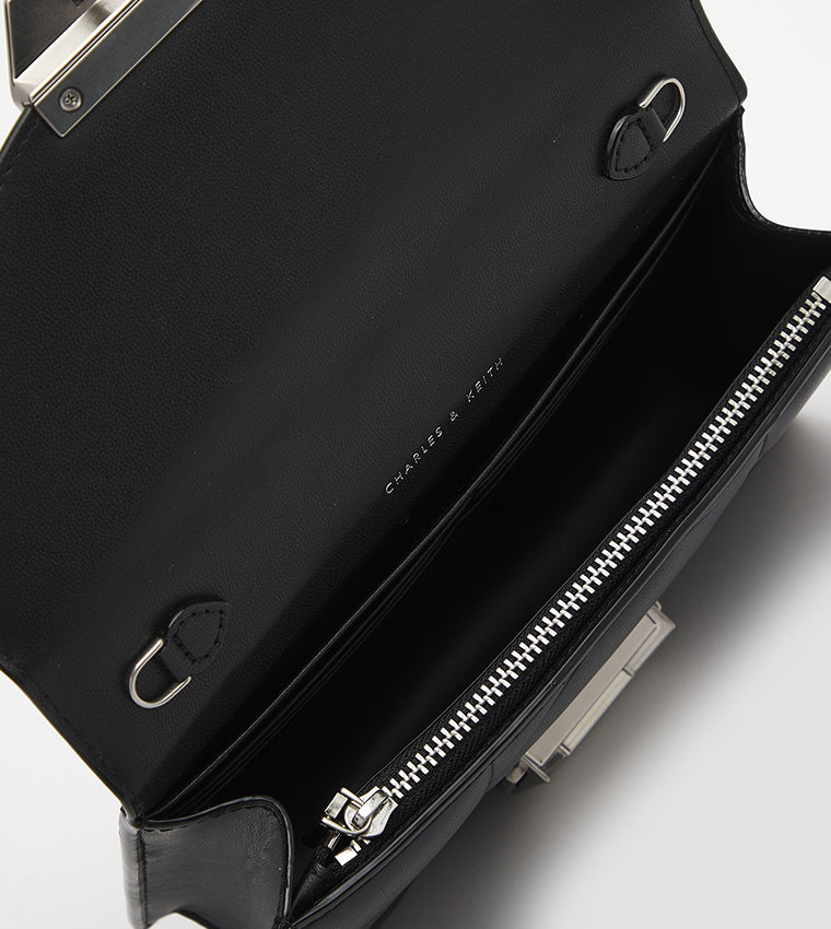 Blanche Chevron Chain Handle Bag in black.