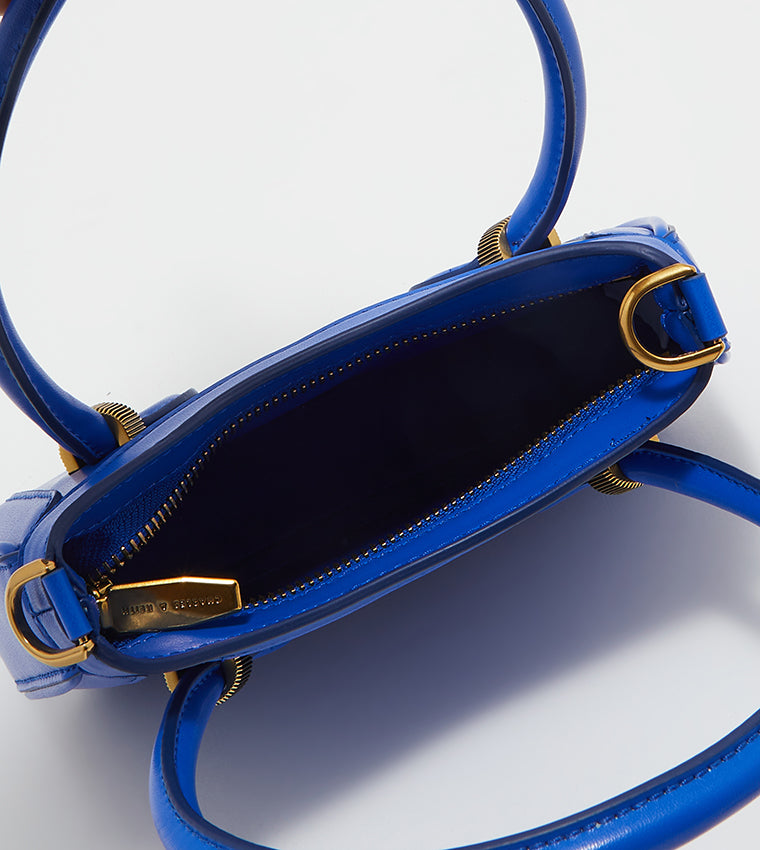 Bonnie Curved Tote Bag in cerulean blue