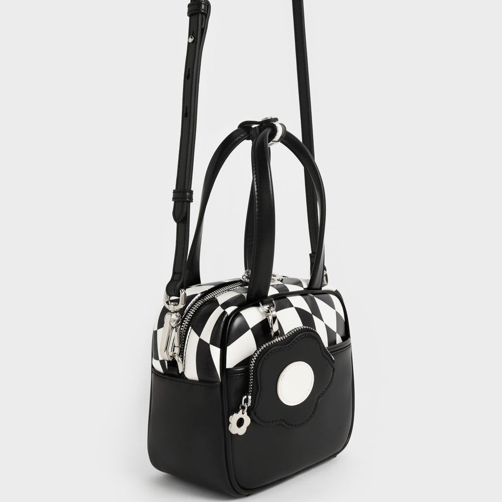 Duo Quilted Vanity Bag in black and white