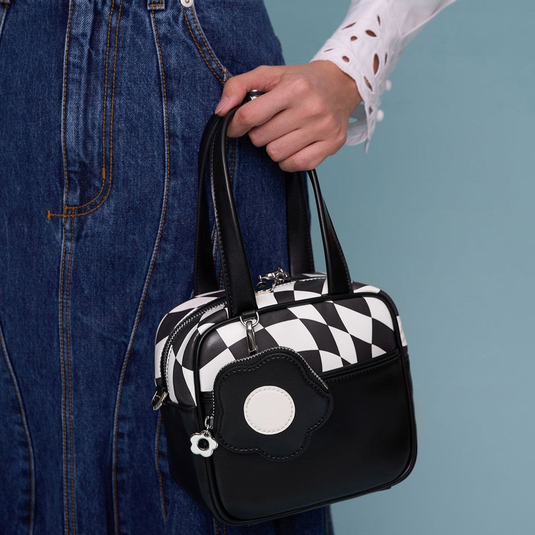 Duo Quilted Vanity Bag in black and white