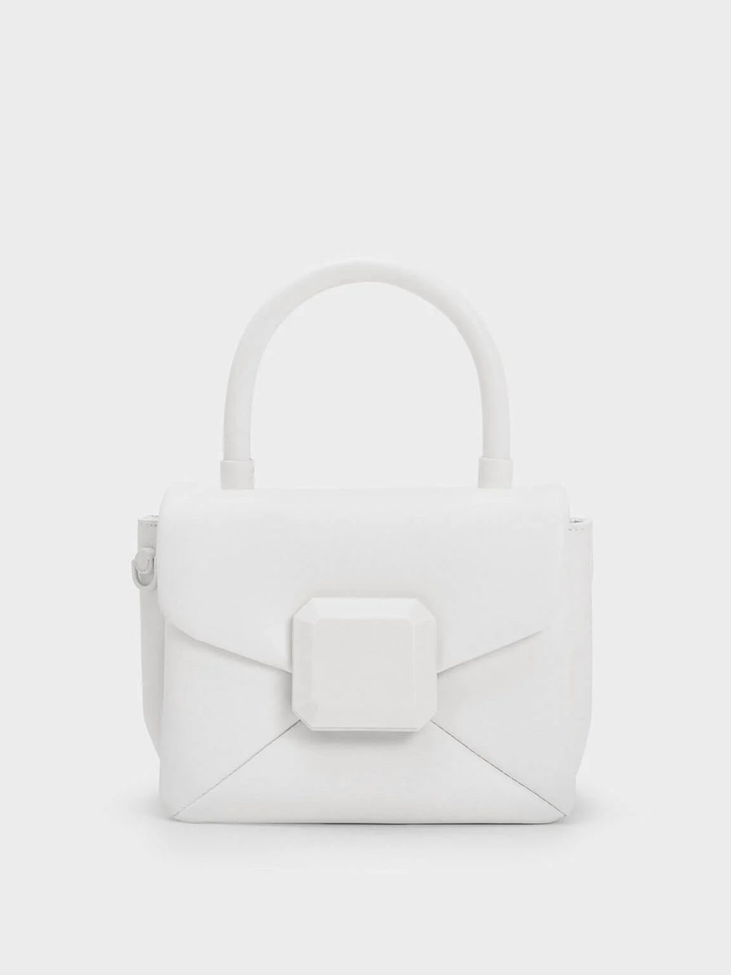 Geometric Push-Lock Top Handle Bag.