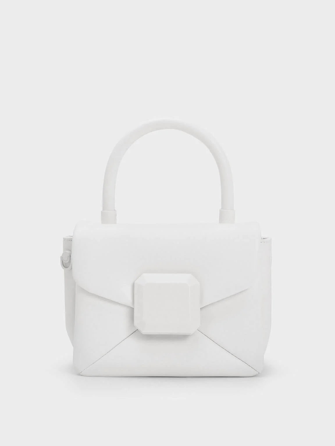 Geometric Push-Lock Top Handle Bag.