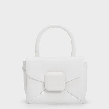 Geometric Push-Lock Top Handle Bag.
