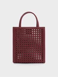 Ivette Woven Top Handle Bag in wineberry red
