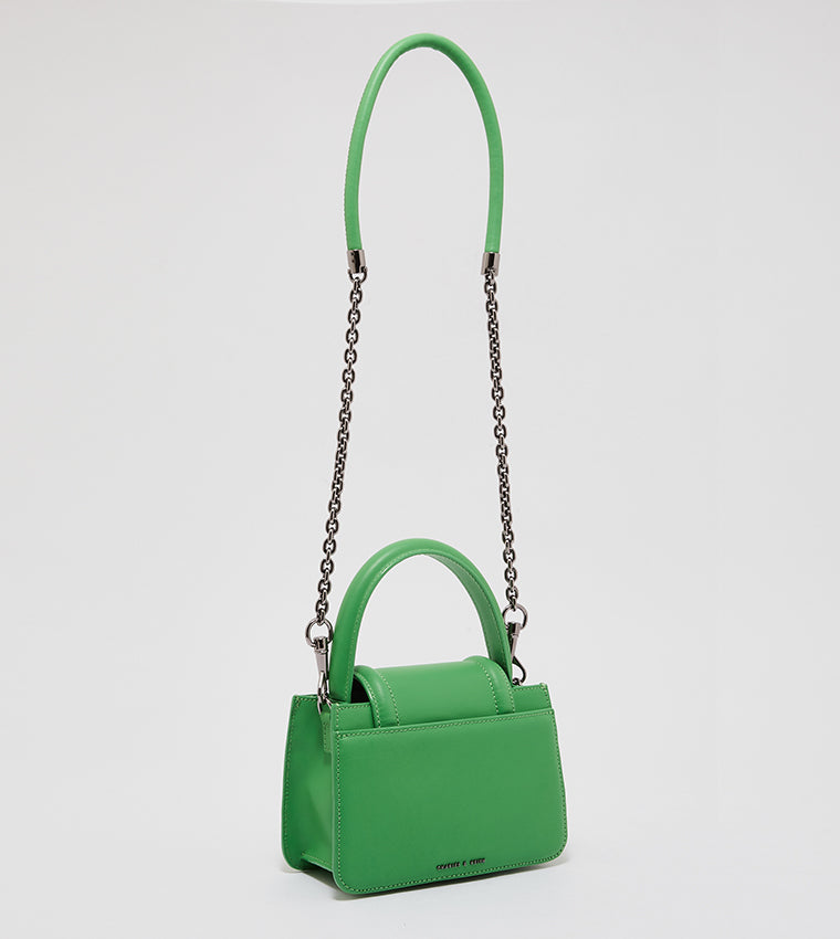 Leather Metallic-Accent Top Handle Bag