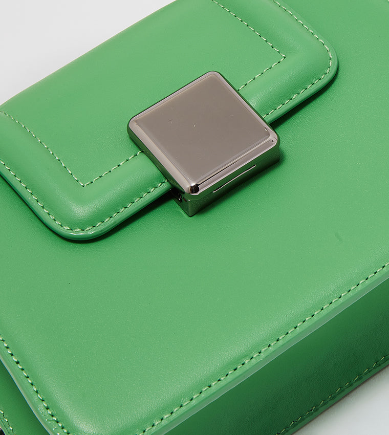 Leather Metallic-Accent Top Handle Bag
