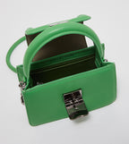 Leather Metallic-Accent Top Handle Bag