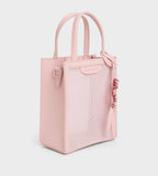 Mesh Sequin-Flower Elongated Tote Bag in Blossom Pink synthetic material.