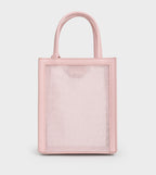 Mesh Sequin-Flower Elongated Tote Bag in Blossom Pink synthetic material.