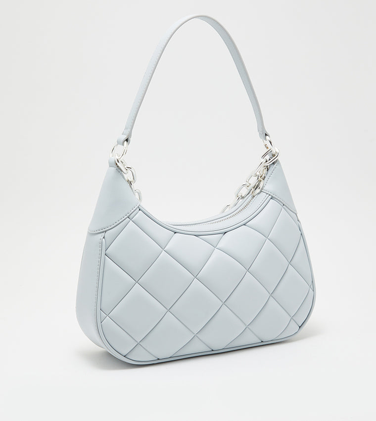 Mini Alcott Scarf Handle Quilted Bag in grey