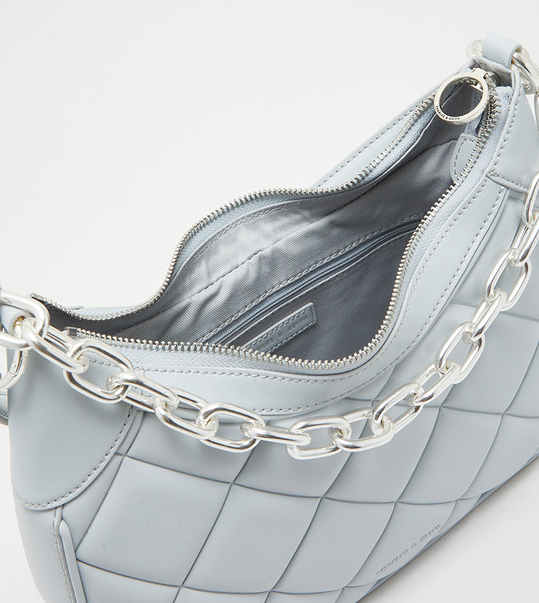 Mini Alcott Scarf Handle Quilted Bag in grey