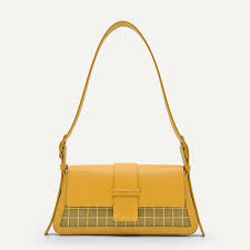 Pedro Capri Mesh Shoulder Bag in a pale yellow color.