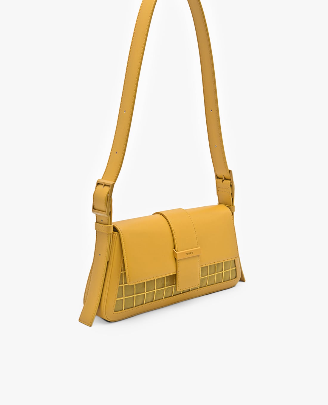 Pedro Capri Mesh Shoulder Bag in a pale yellow color.