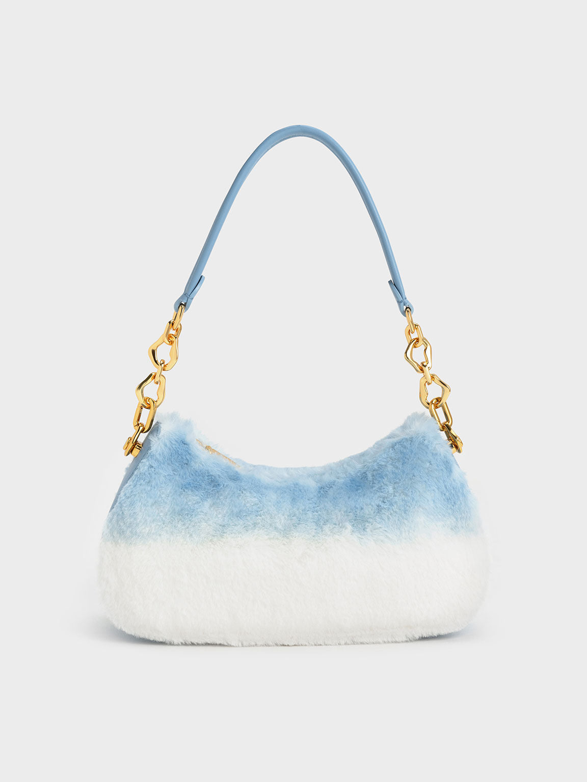 Moira Sculptural Furry Shoulder Bag In Light Blue – Ridaan Fashion