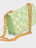 Rowan beaded chain handle checkered bag