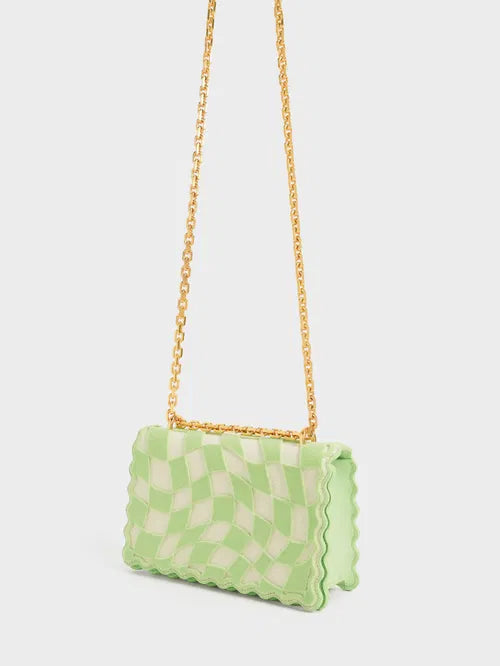 Rowan beaded chain handle checkered bag