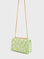 Rowan beaded chain handle checkered bag