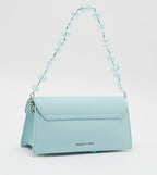 Sabrina checkered envelope shoulder bag in light blue.