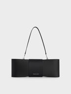 Satin Bow Elongated Shoulder Bag Noir