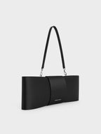 Satin Bow Elongated Shoulder Bag Noir