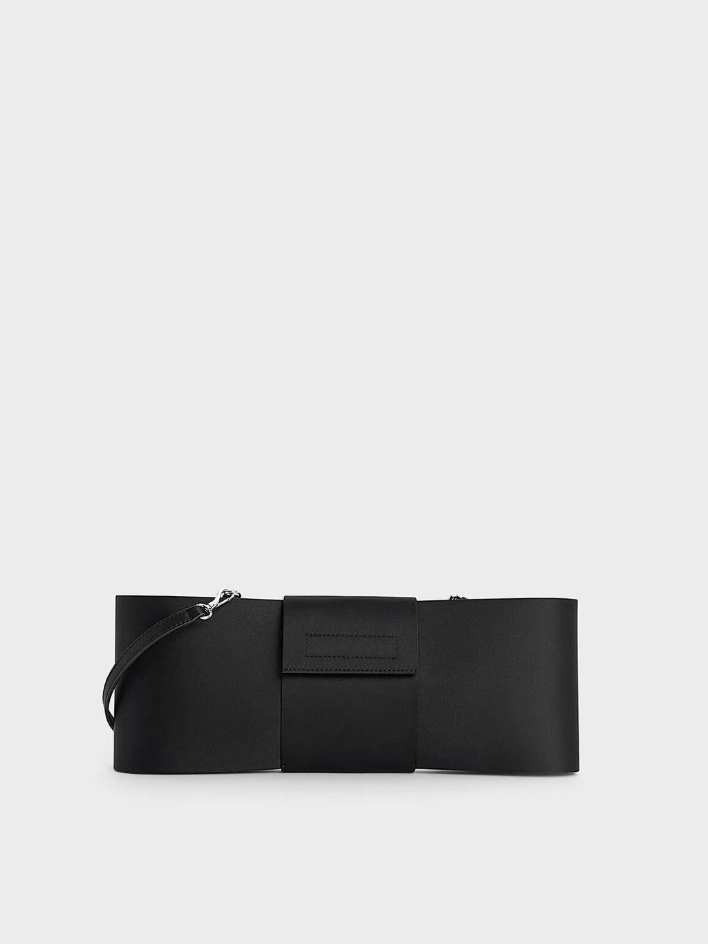 Satin Bow Elongated Shoulder Bag Noir