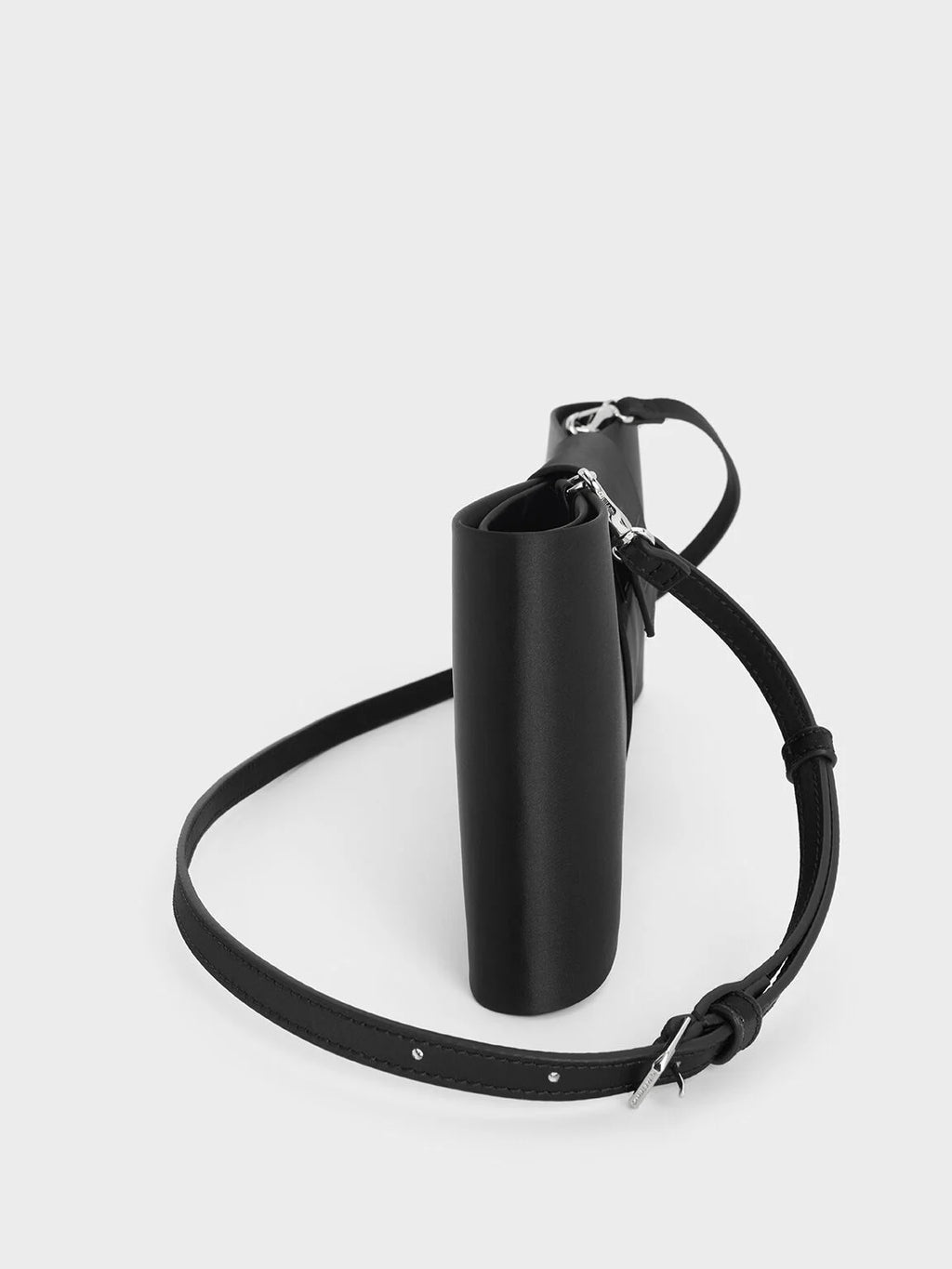 Satin Bow Elongated Shoulder Bag Noir