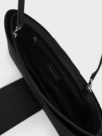 Satin Bow Elongated Shoulder Bag Noir