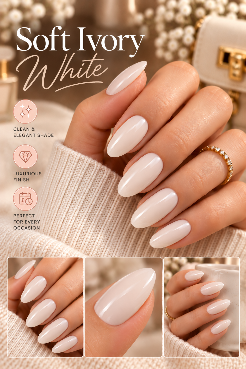 ASHO-Nails-Soft Ivory White