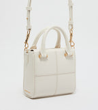 Textured Panelled Top Handle Bag.
