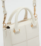Textured Panelled Top Handle Bag.