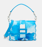 Waverly scallop-trim mini bag in cobalt faux leather.