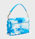 Waverly scallop-trim mini bag in cobalt faux leather.