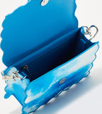 Waverly scallop-trim mini bag in cobalt faux leather.