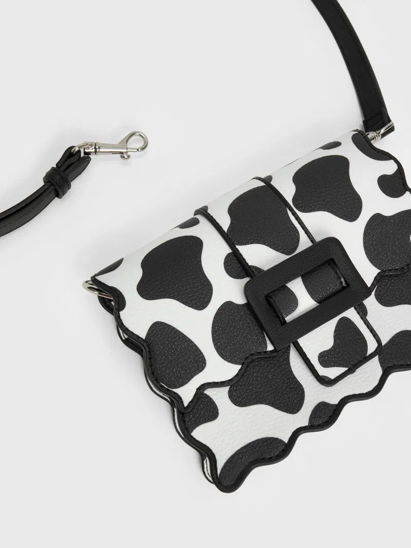 Waverly cow print scallop-trim mini bag