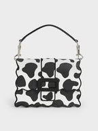 Waverly cow print scallop-trim mini bag
