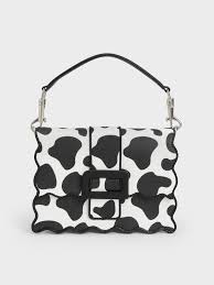 Waverly cow print scallop-trim mini bag