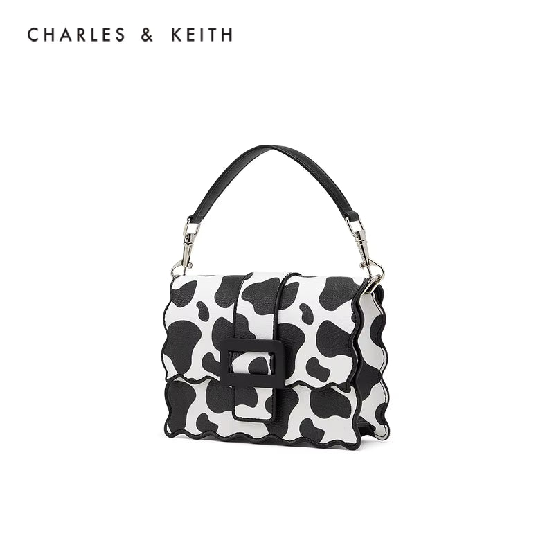 Waverly cow print scallop-trim mini bag