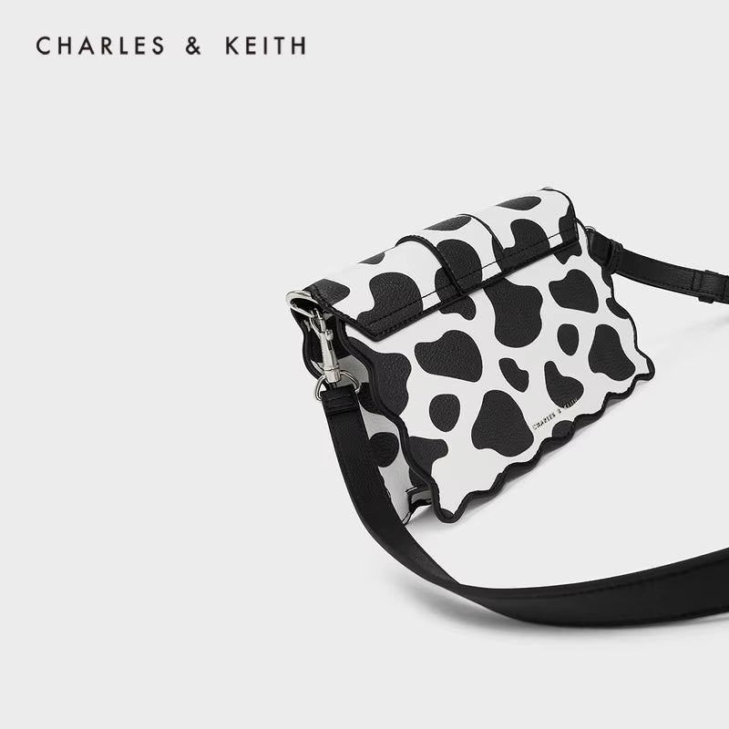 Waverly cow print scallop-trim mini bag