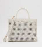 Woven Double Handle Tote Bag in white