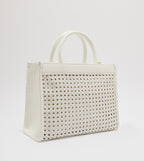 Woven Double Handle Tote Bag in white