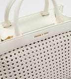Woven Double Handle Tote Bag in white