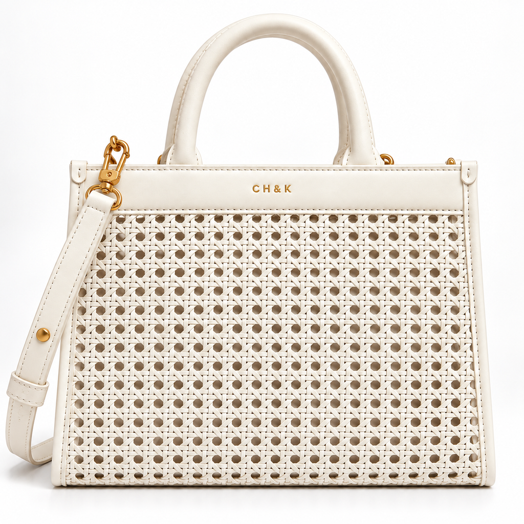 CH&K Elegant Ivory Woven Tote Bag