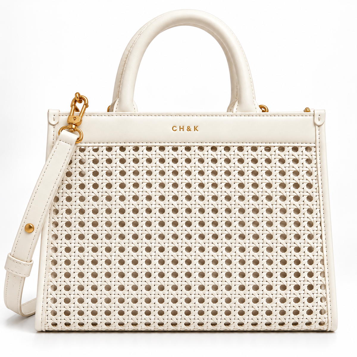 CH&K Elegant Ivory Woven Tote Bag