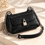 CH&K Black Quilted Shoulder Bag with Chain Strap