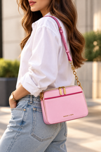 CH&K Baby Pink Camera Crossbody Bag – Gold Chain Edition