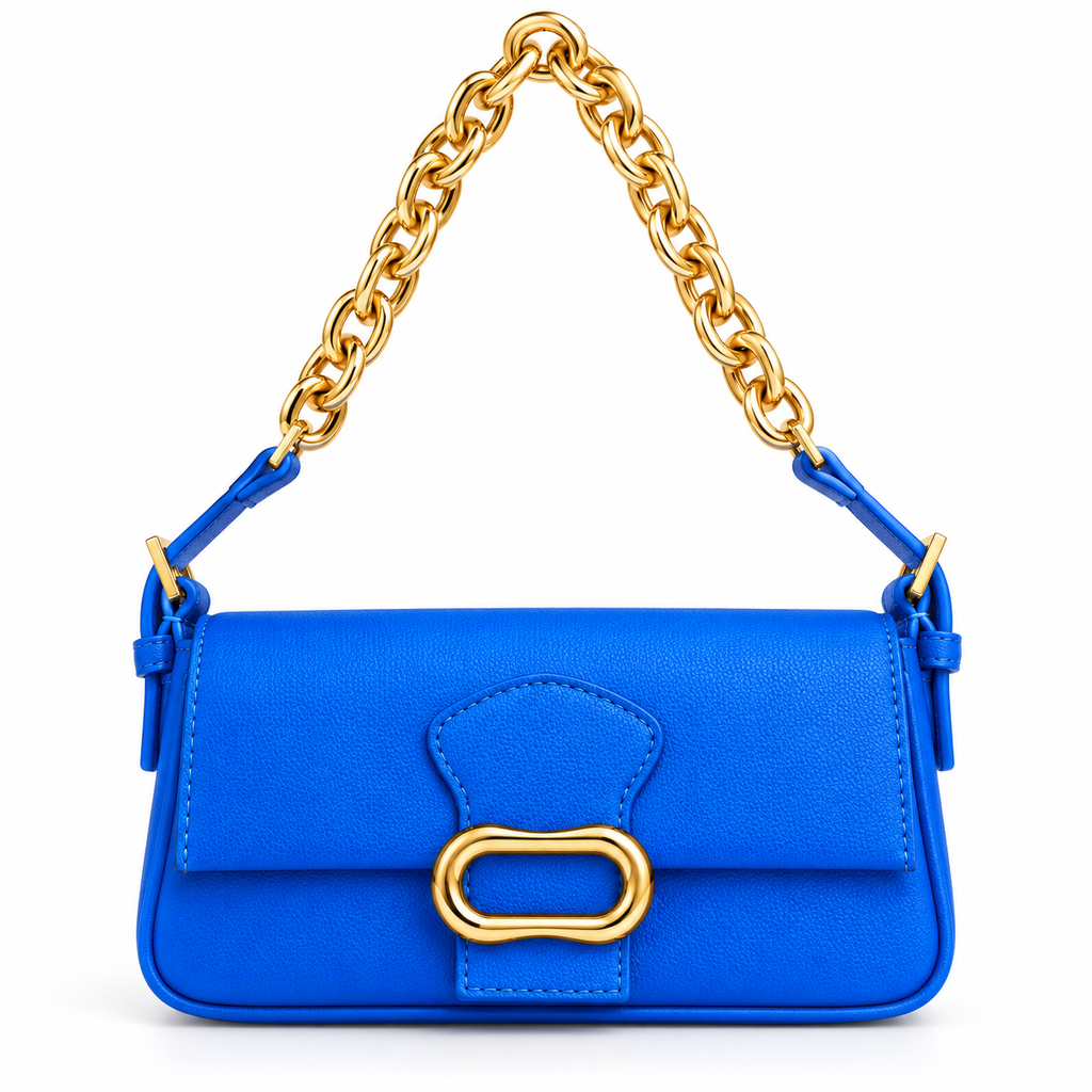 CH&K Electric Blue Mini Shoulder Bag – Gold Chain Edition