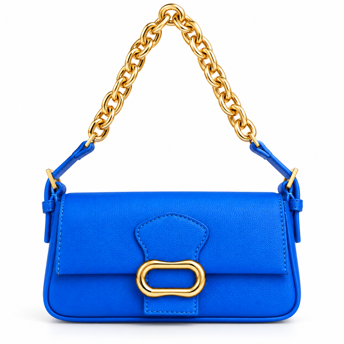 CH&K Electric Blue Mini Shoulder Bag – Gold Chain Edition