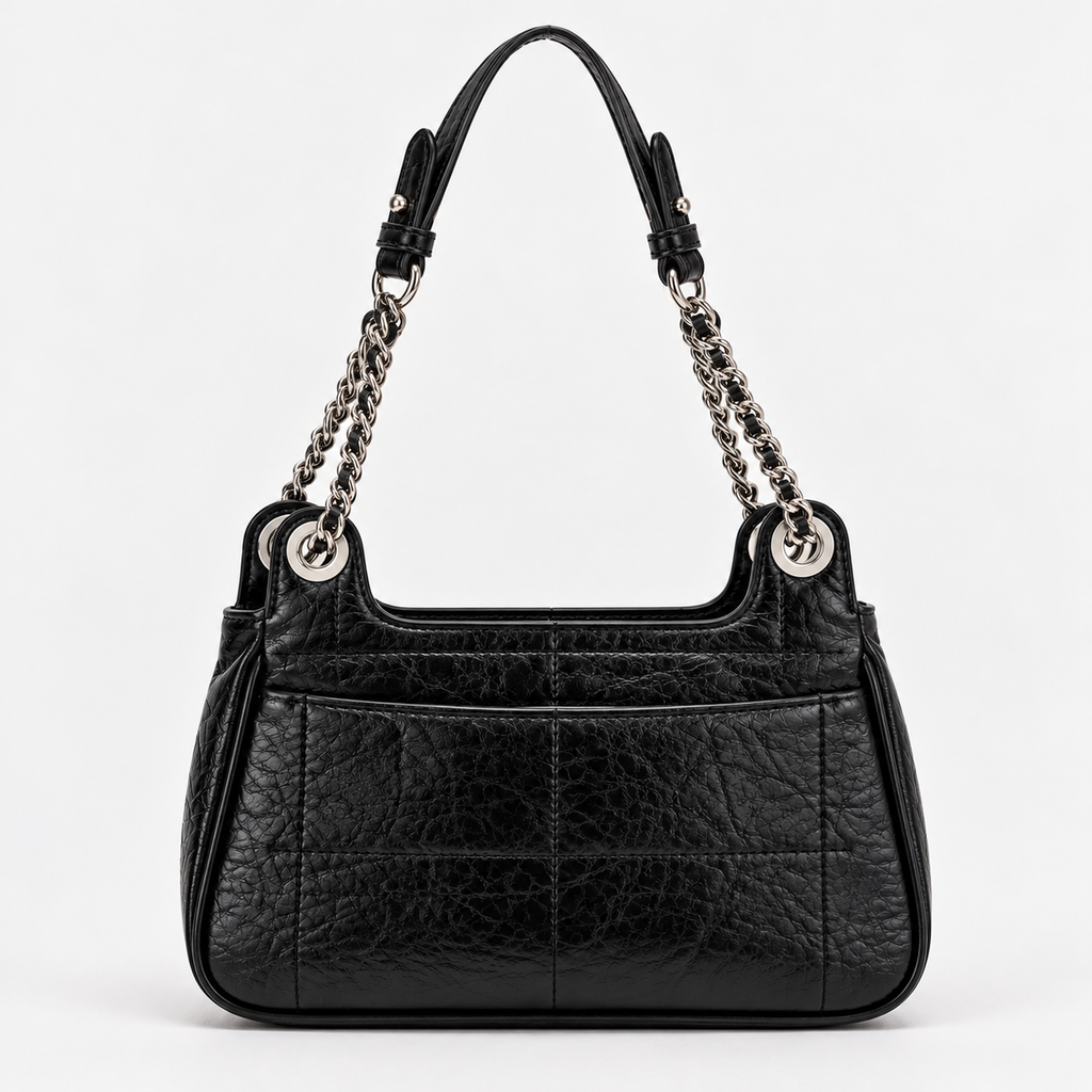 CH&K Black Quilted Shoulder Bag with Chain Strap