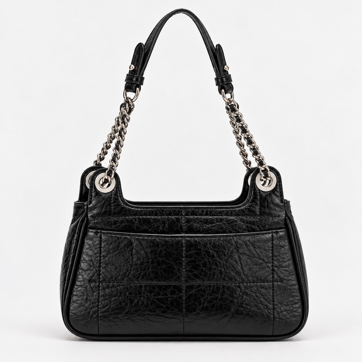 CH&K Black Quilted Shoulder Bag with Chain Strap