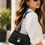 CH&K Black Quilted Shoulder Bag with Chain Strap
